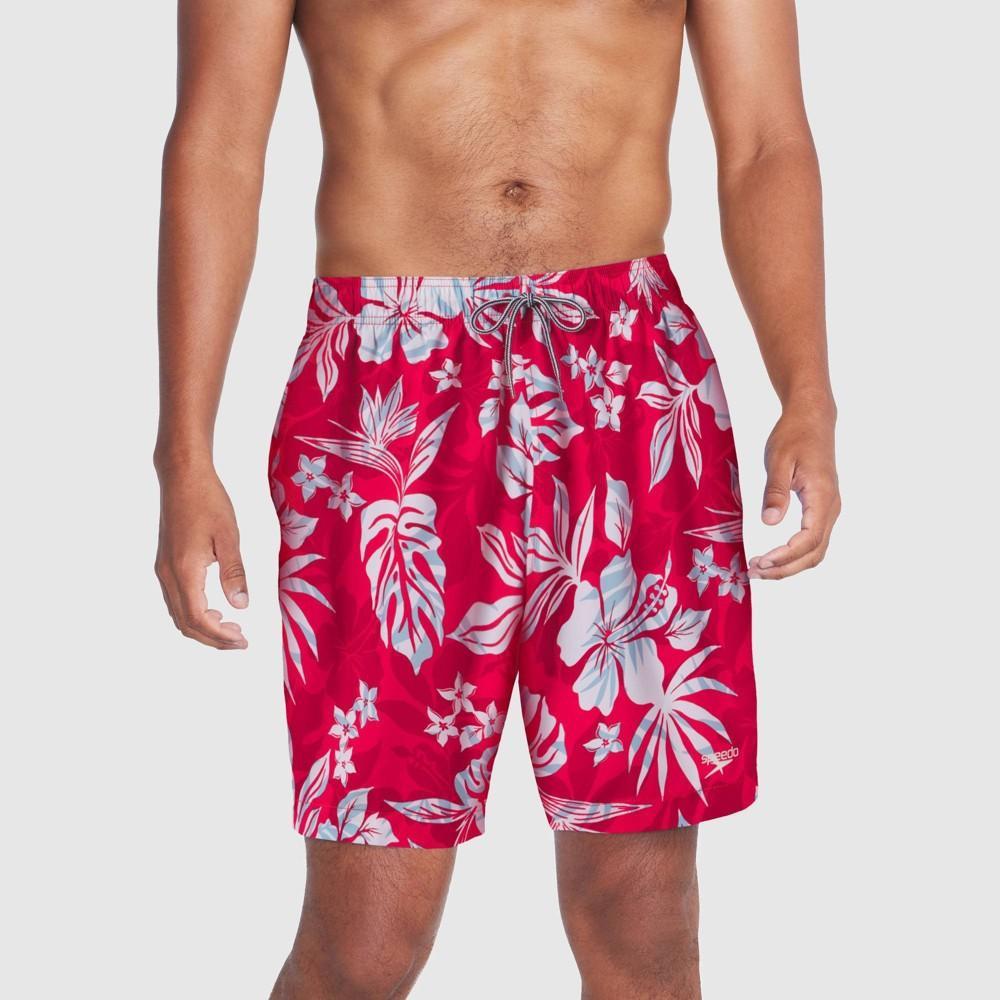 Speedo Mens 7 Floral Print Swim Shorts - Coral Red Product Image