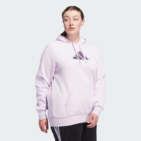 Holiday Graphic 3-Stripes Oversized Hoodie (Plus Size) Product Image