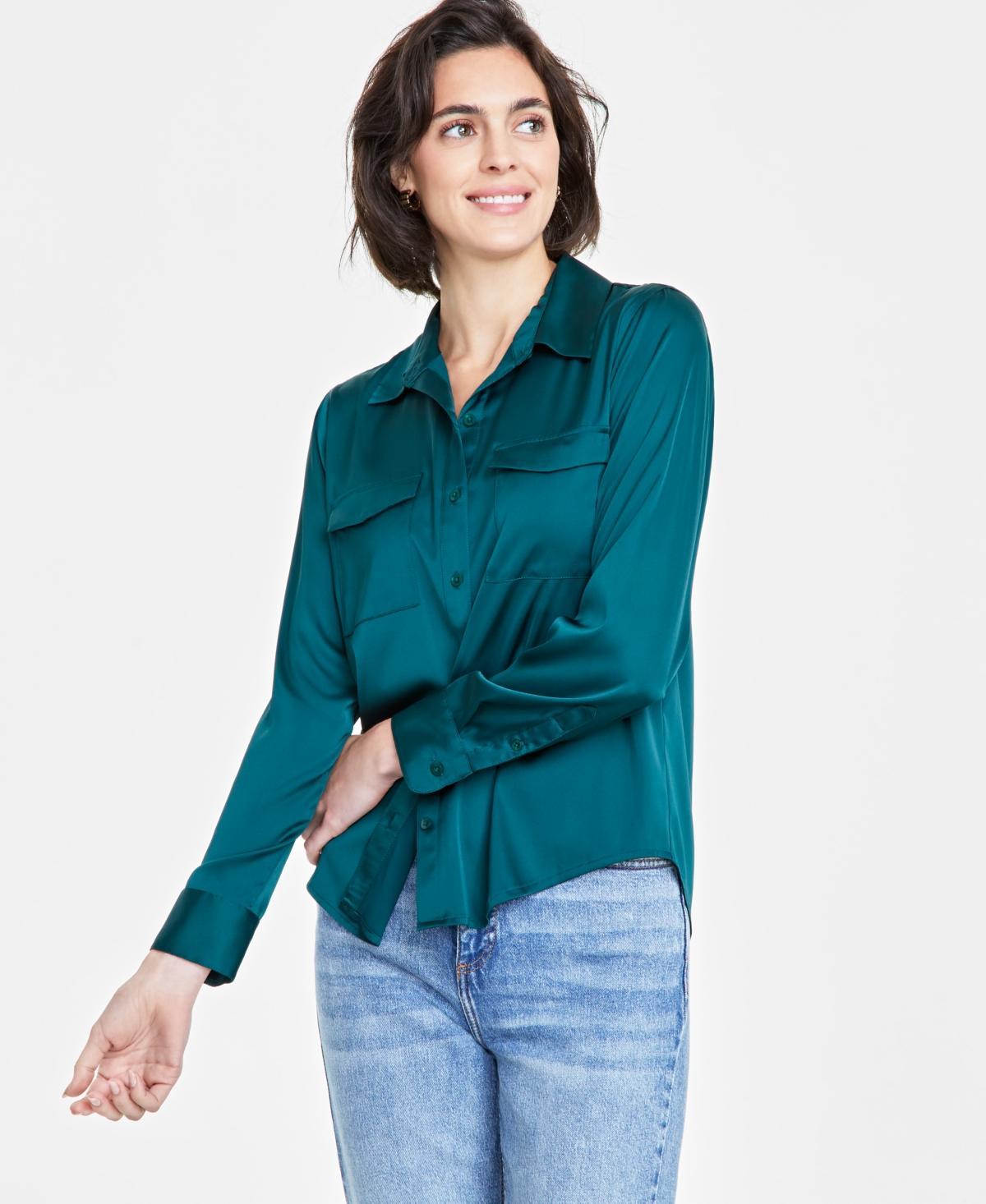 On 34th Womens Button-Front Long-Sleeve Utility Shirt, Created for Macys Product Image