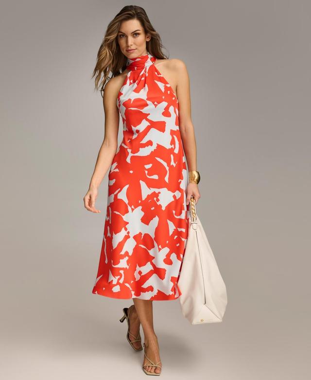 Women's Halter-Neck Sleeveless Midi Dress Product Image