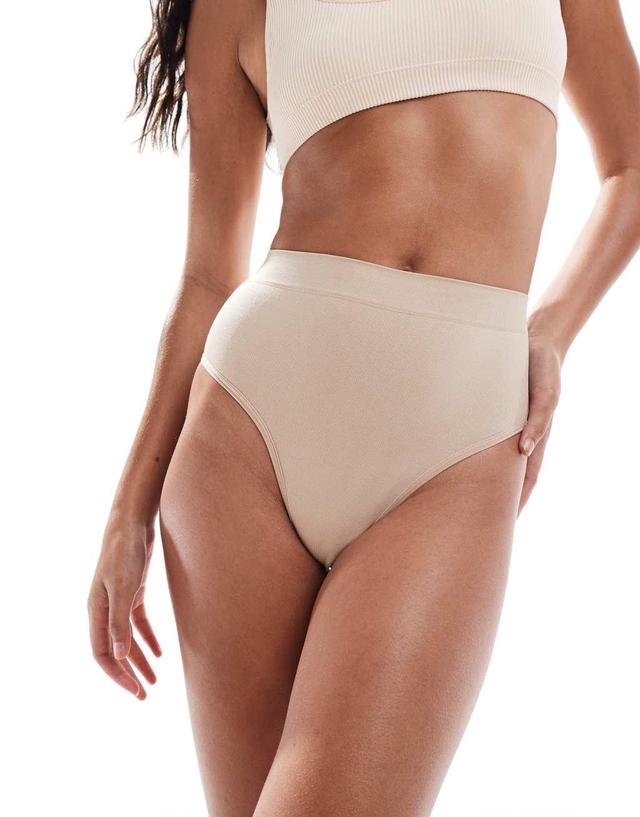 ASOS DESIGN everyday seamless smoothing thong in beige Product Image