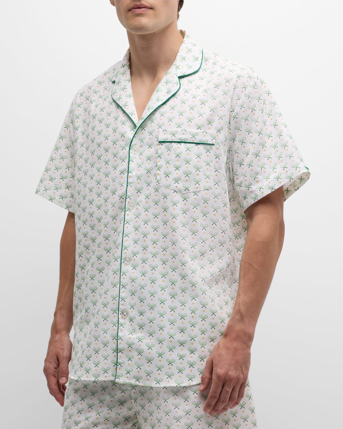 Men's Cotton Tennis-Print Short Pajama Set Product Image