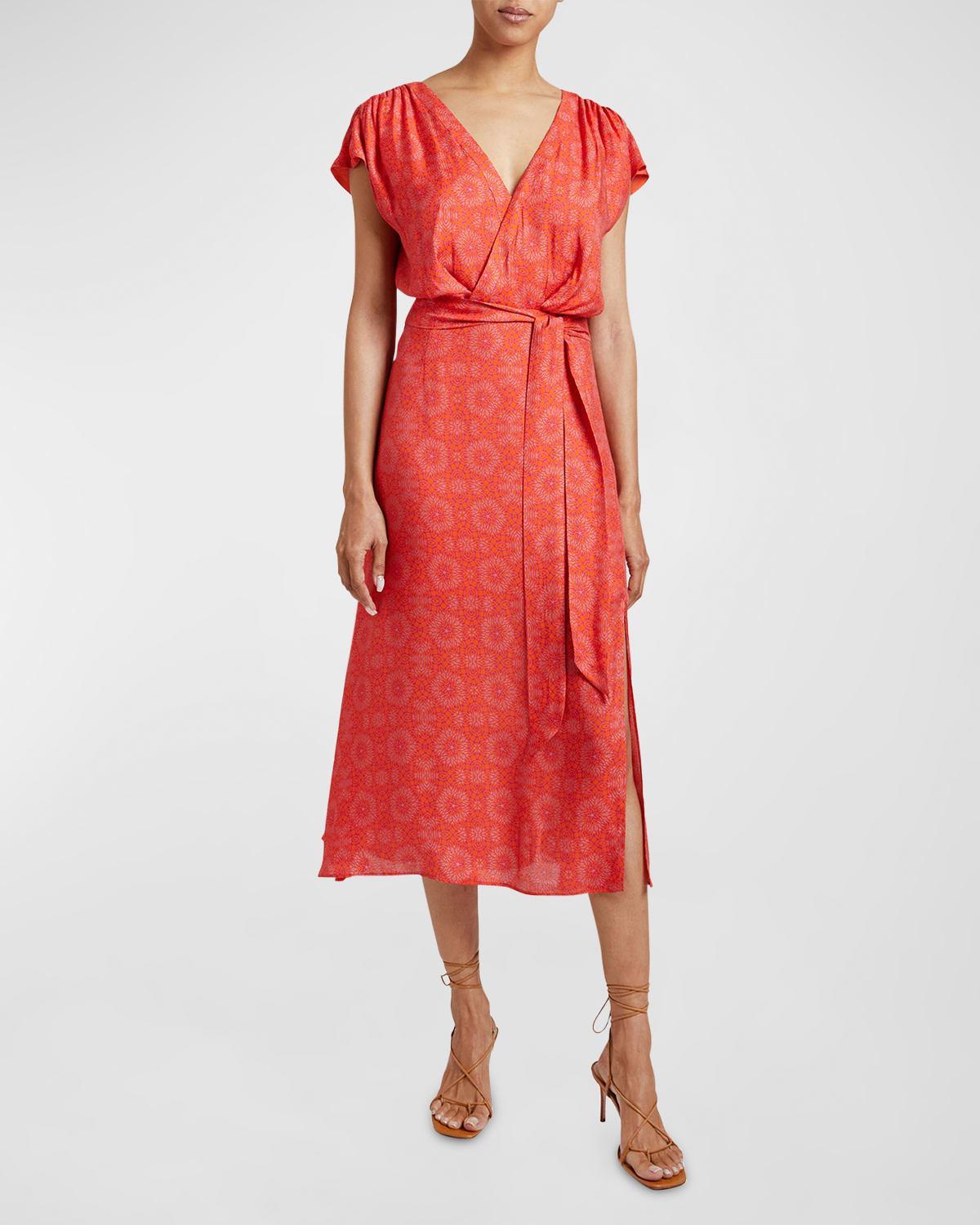 Womens Fara Surplice Floral Midi-Dress Product Image