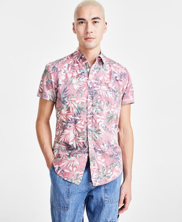 Sun + Stone Mens Hans Regular-Fit Tropical Floral-Print Button-Down Shirt, Created for Macys Product Image