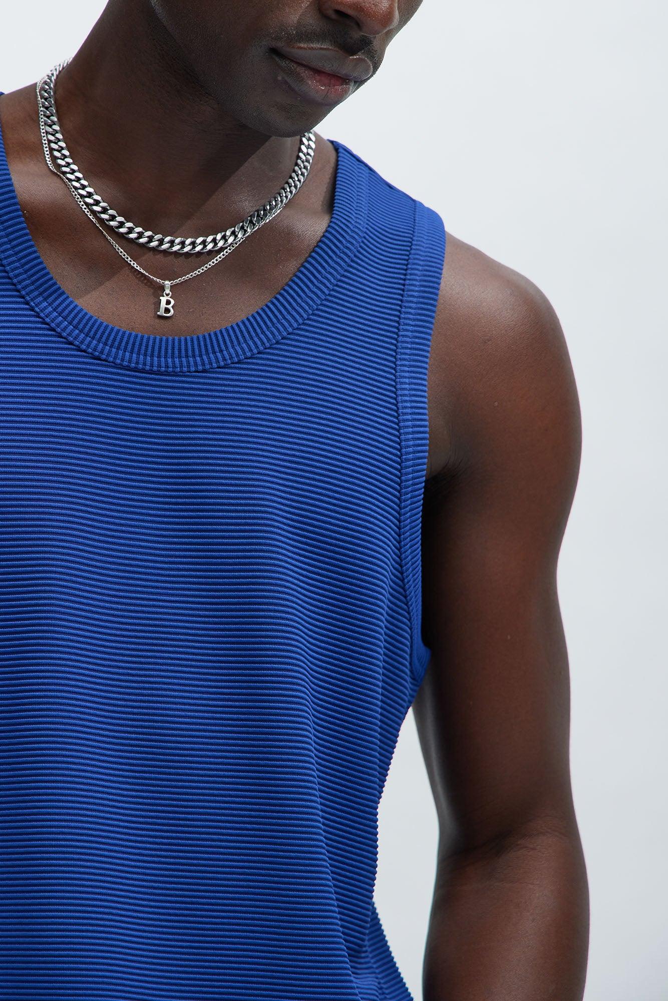 Zyler Textured Tank Top - Blue Product Image