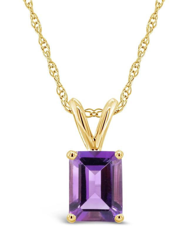 Celebration Gems 14k Gold Emerald Cut Amethyst Pendant Necklace, Womens Purple Product Image