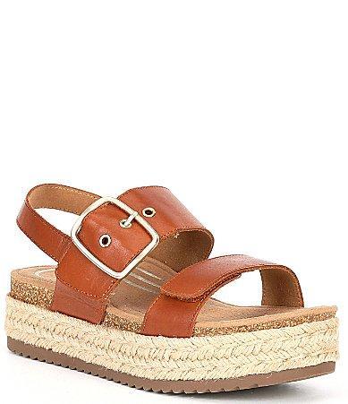 Aetrex Vania Leather Buckle Detail Platform Espadrille Sandals Product Image