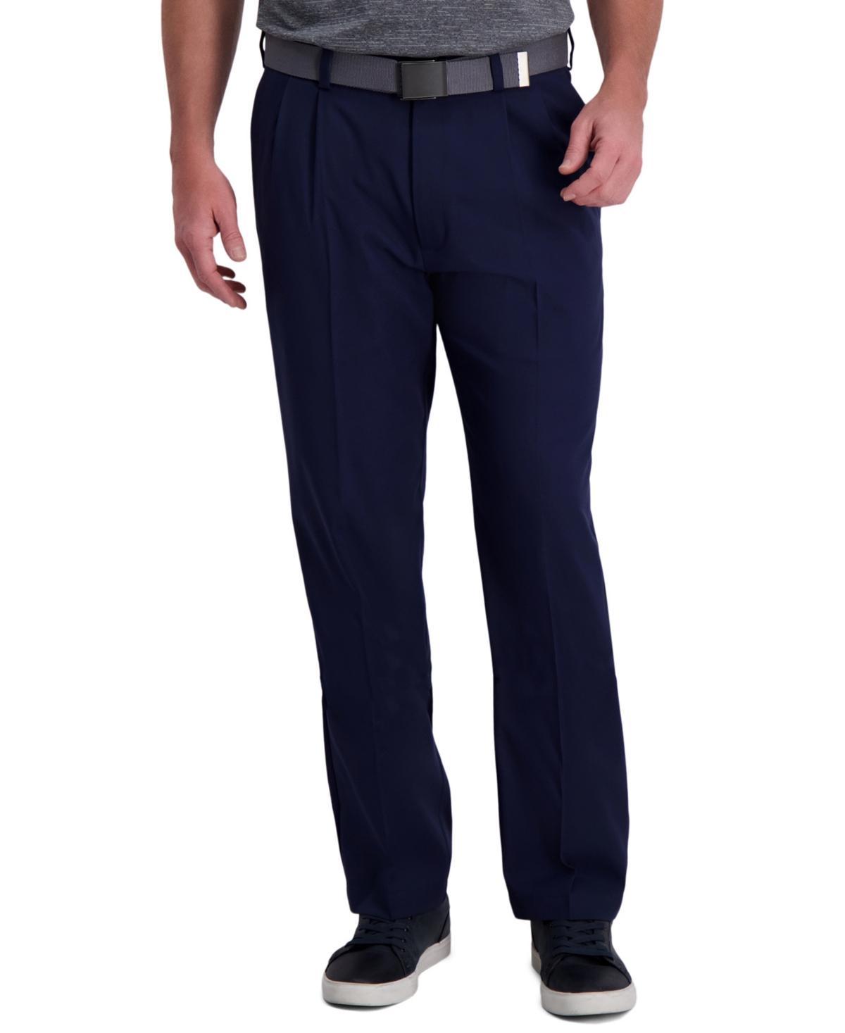 Mens Haggar Cool Right Performance Flex Classic-Fit Pleated Pants Product Image