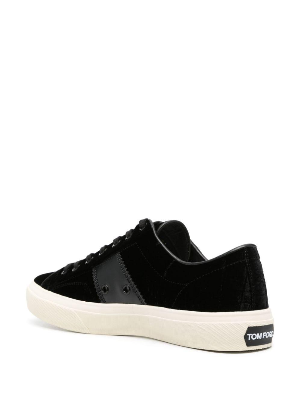 TOM FORD Cambridge Velvet Sneakers In Contrast Heel Logo Product Image