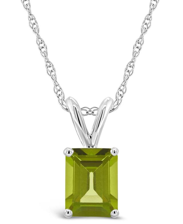 Celebration Gems 14k Gold Emerald Cut Peridot Pendant Necklace, Womens 14k Whgold Product Image