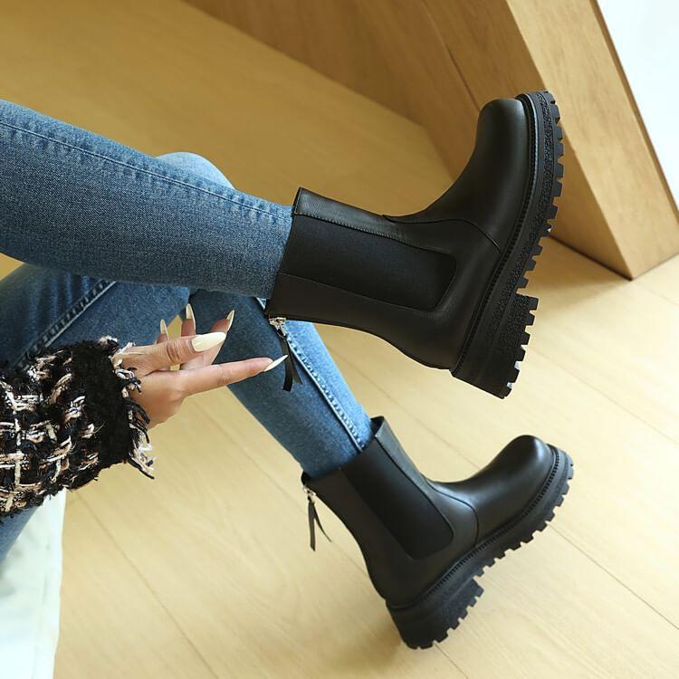 Platform Chunky Heel Chelsea Boots Product Image