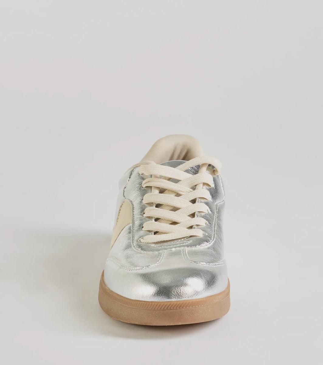 Pair To Perfection Metallic Lace-Up Sneakers Product Image