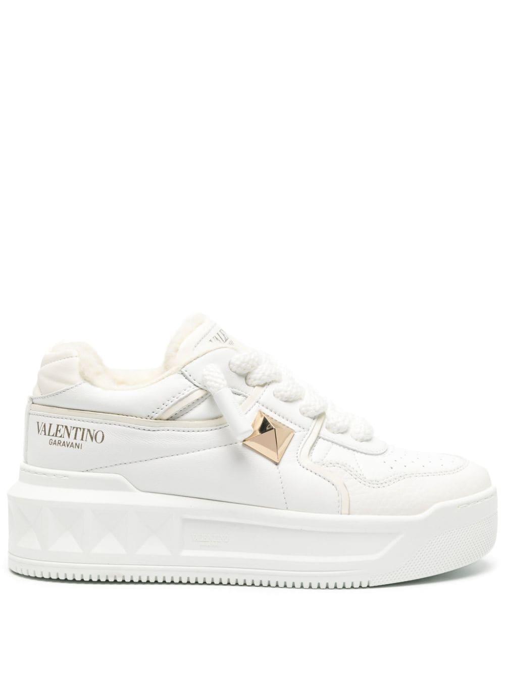 Roman Stud Leather Sneaker In White Product Image