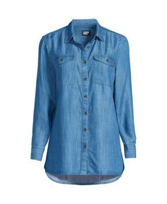 Plus Size Indigo TENCEL Fiber Shirt Product Image