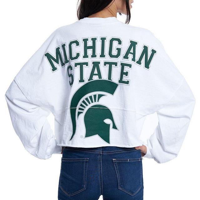 Womens Michigan State Spartans Raw Hem Cropped Spirit Jersey Long Sleeve T-Shirt Product Image