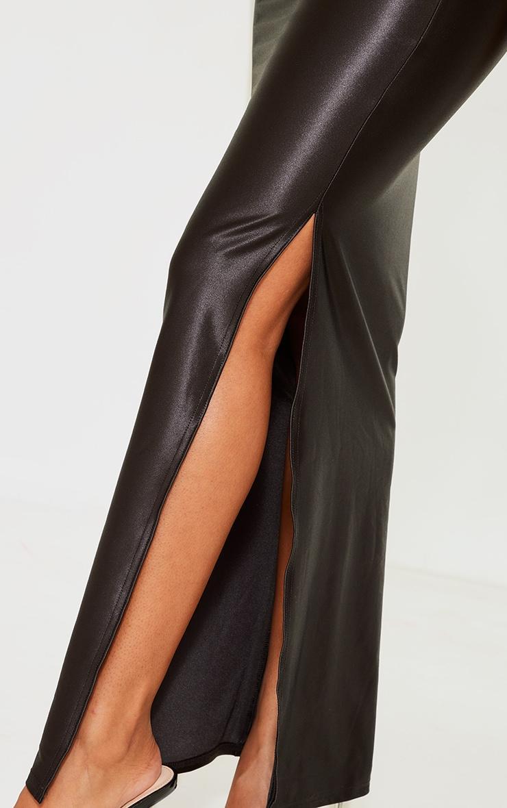 Black Stretch Satin Split Side Maxi Skirt Product Image