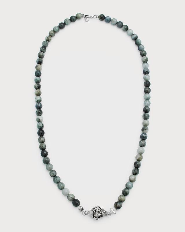 Mens Eagle Eye Beaded Necklace w/ Diamonds Product Image