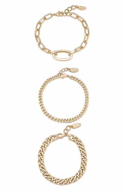 Ettika Chain Game Link Bracelets in 18K Gold Plated, Set of 3 Product Image