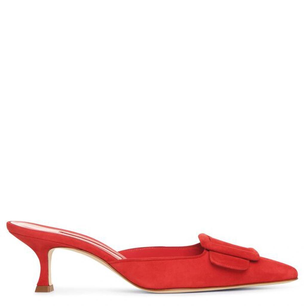 Maysale 70 Buckled Suede Mules In Red Product Image