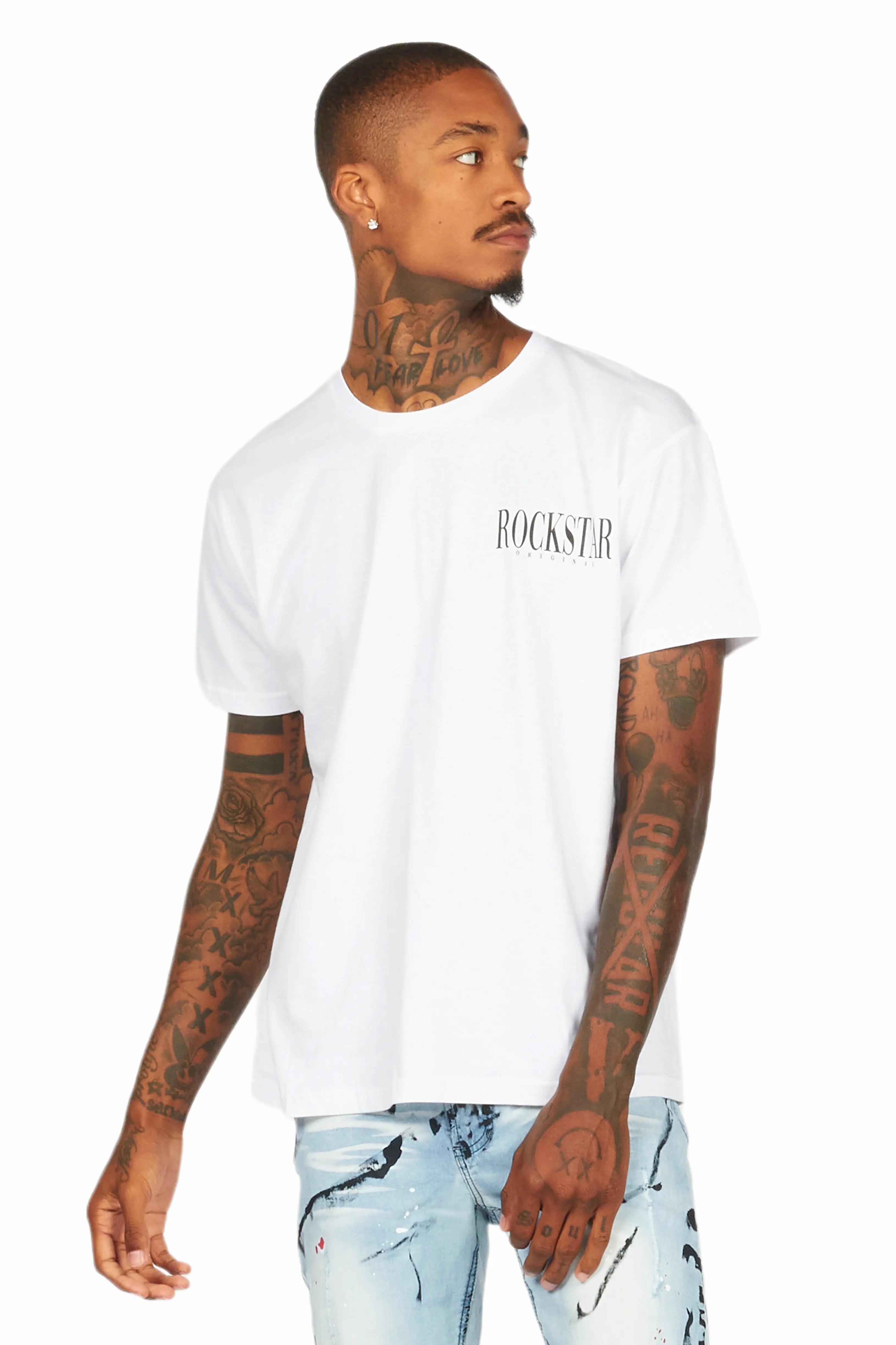 Dayte Nite White Graphic T-Shirt Male Product Image