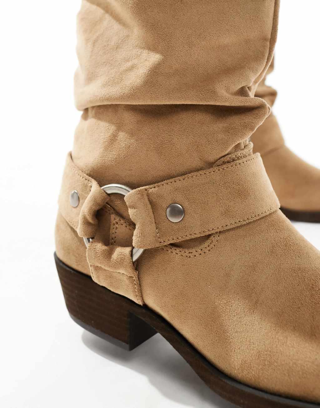 Bershka faux suede calf length boots in tan Product Image