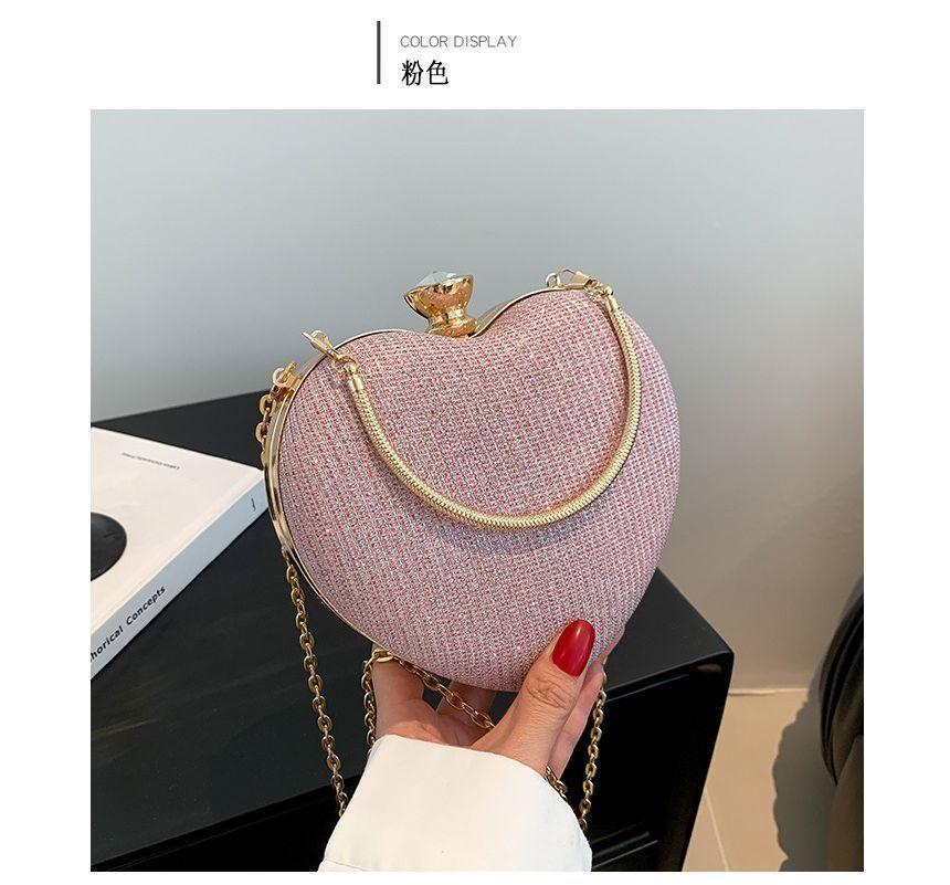 Chain Strap Glitter Heart Shape Evening Bag Product Image