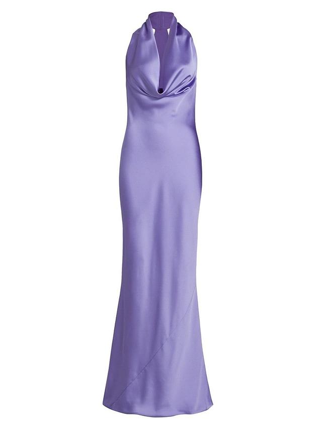 Womens Bias-Cut Satin Halter Gown Product Image