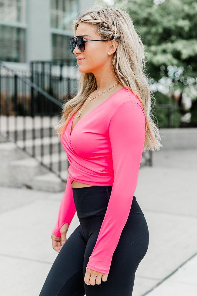 Better Than Ever Hot Pink Active Wrap Top FINAL SALE Product Image