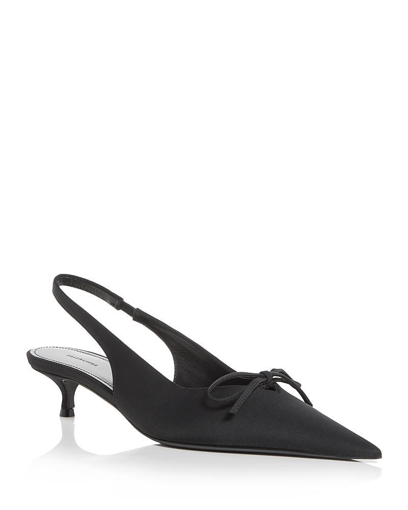 Balenciaga Womens Knife Bow Slingback Kitten Heel Pumps Product Image