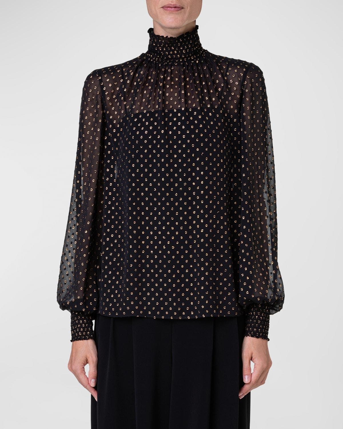 Womens Polka Dot Georgette Blouse Product Image