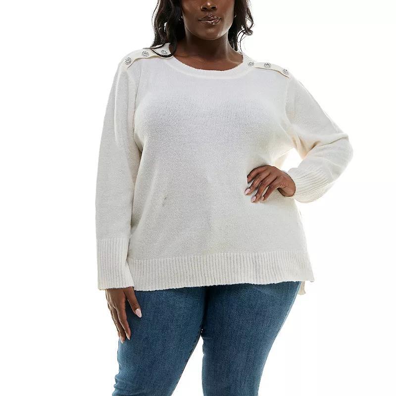 Plus Size Nina Leonard Hi-Low Sweater, Womens Product Image