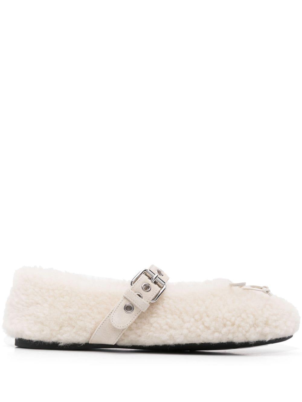 Shearling Mary Jane Ballerina Flats In Naturale Product Image