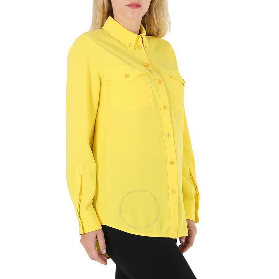 BURBERRY Ladies Pale Tulip Yellow Long-sleeve Button-down Classic Shirt Product Image