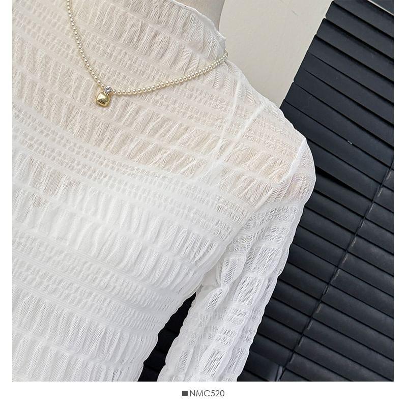 Mock-Neck Sheer Lace Top Product Image