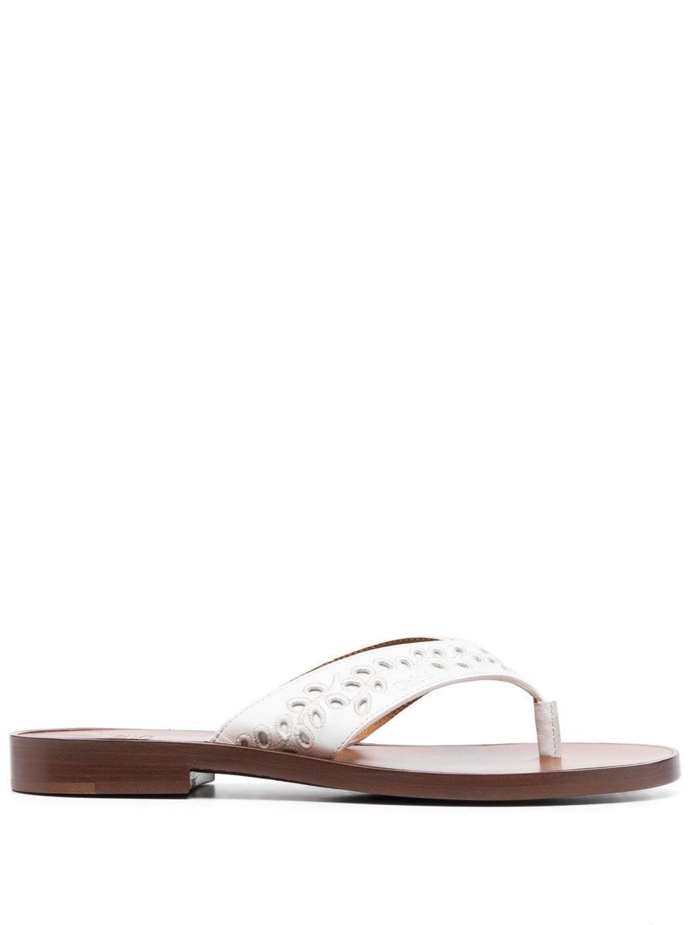 White Leather Paz Chloã© X Eres Thong Slippers Product Image