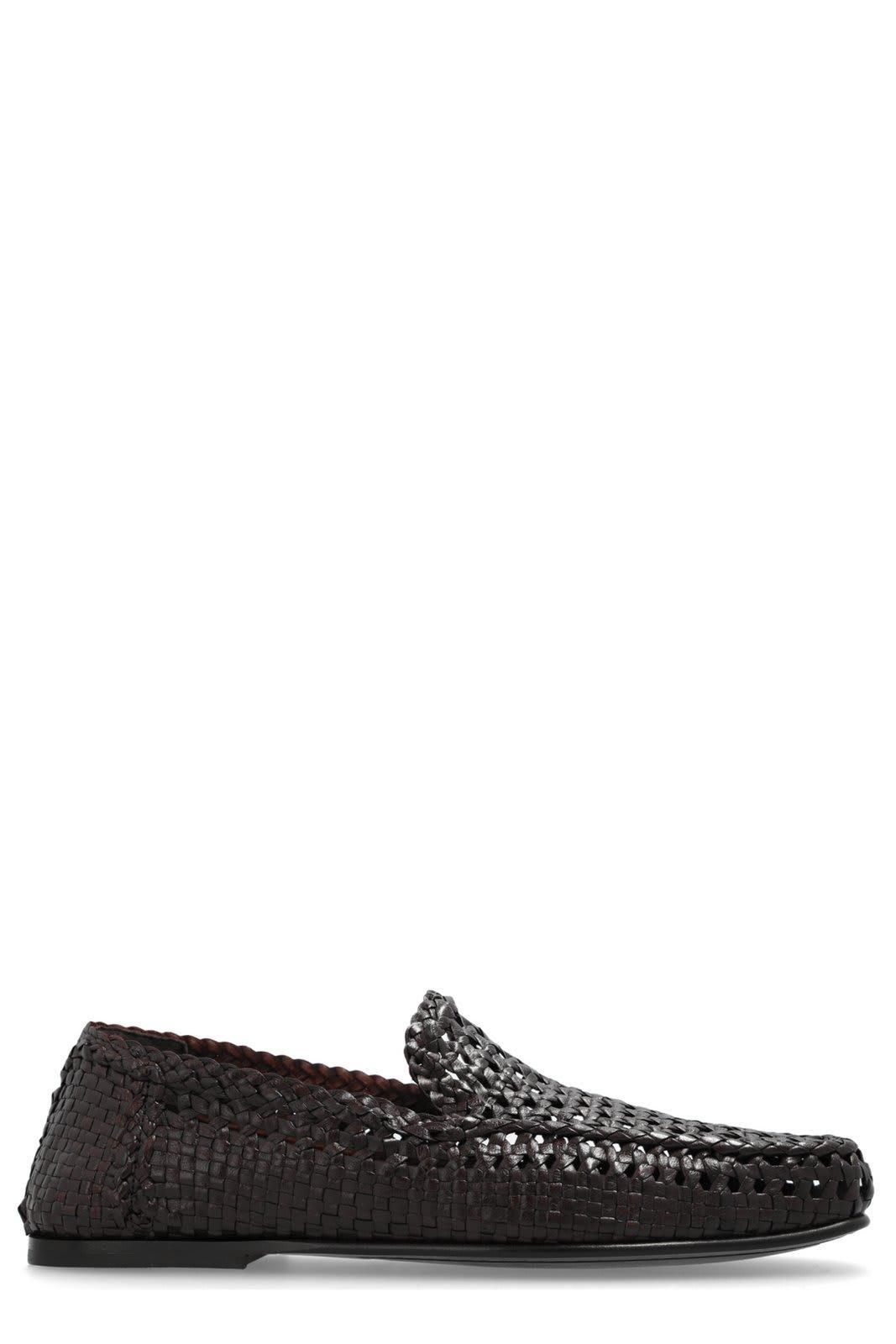 Interwoven Leather Loafers In Black Product Image