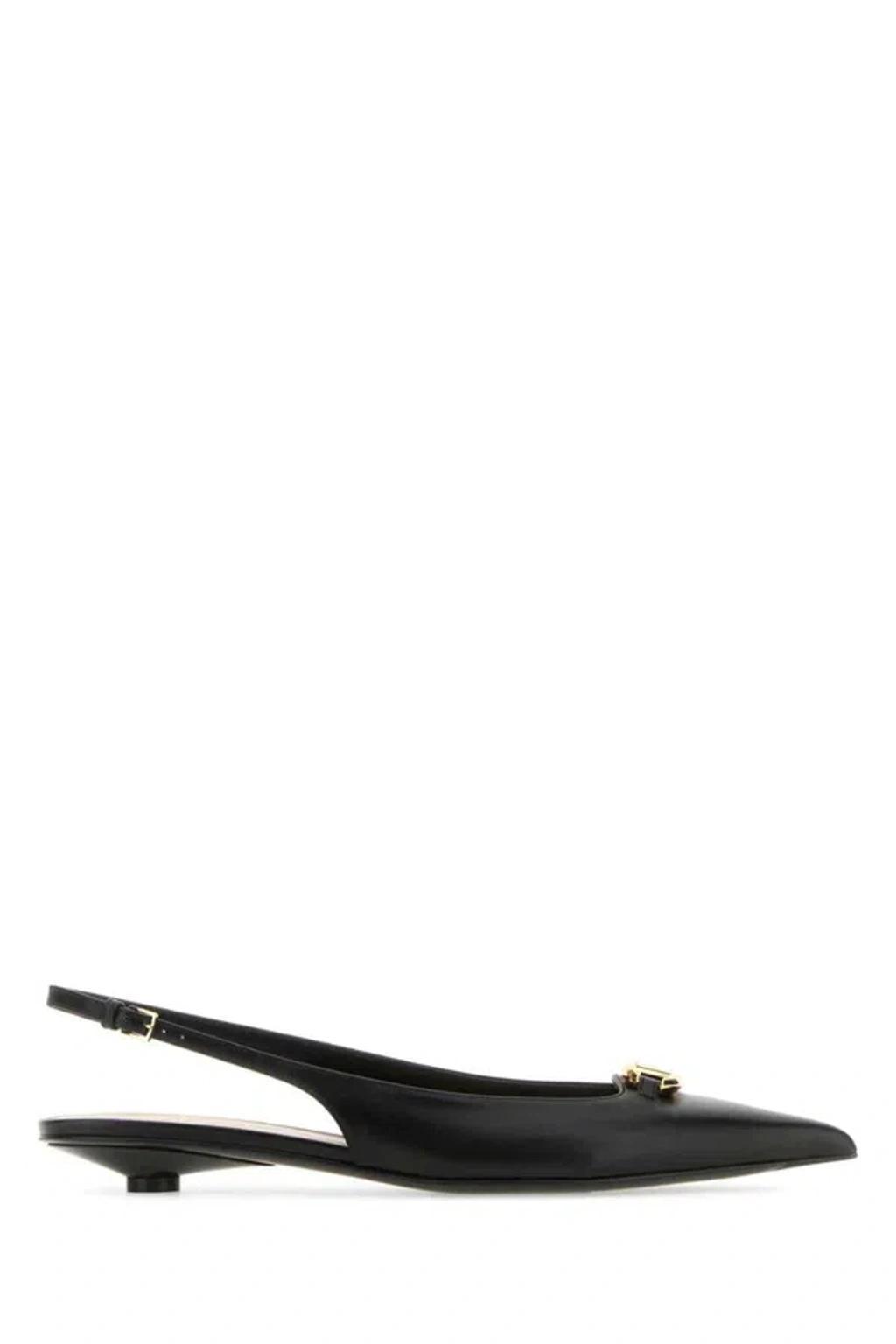 VALENTINO GARAVANI Woman Black Leather Ballerinas product image