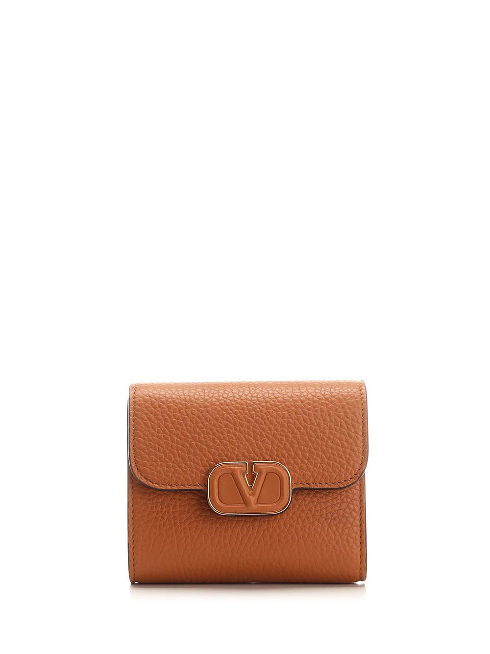 VALENTINO GARAVANI Valentino Vlogo Plaque Foldover Top Wallet In Brown Product Image