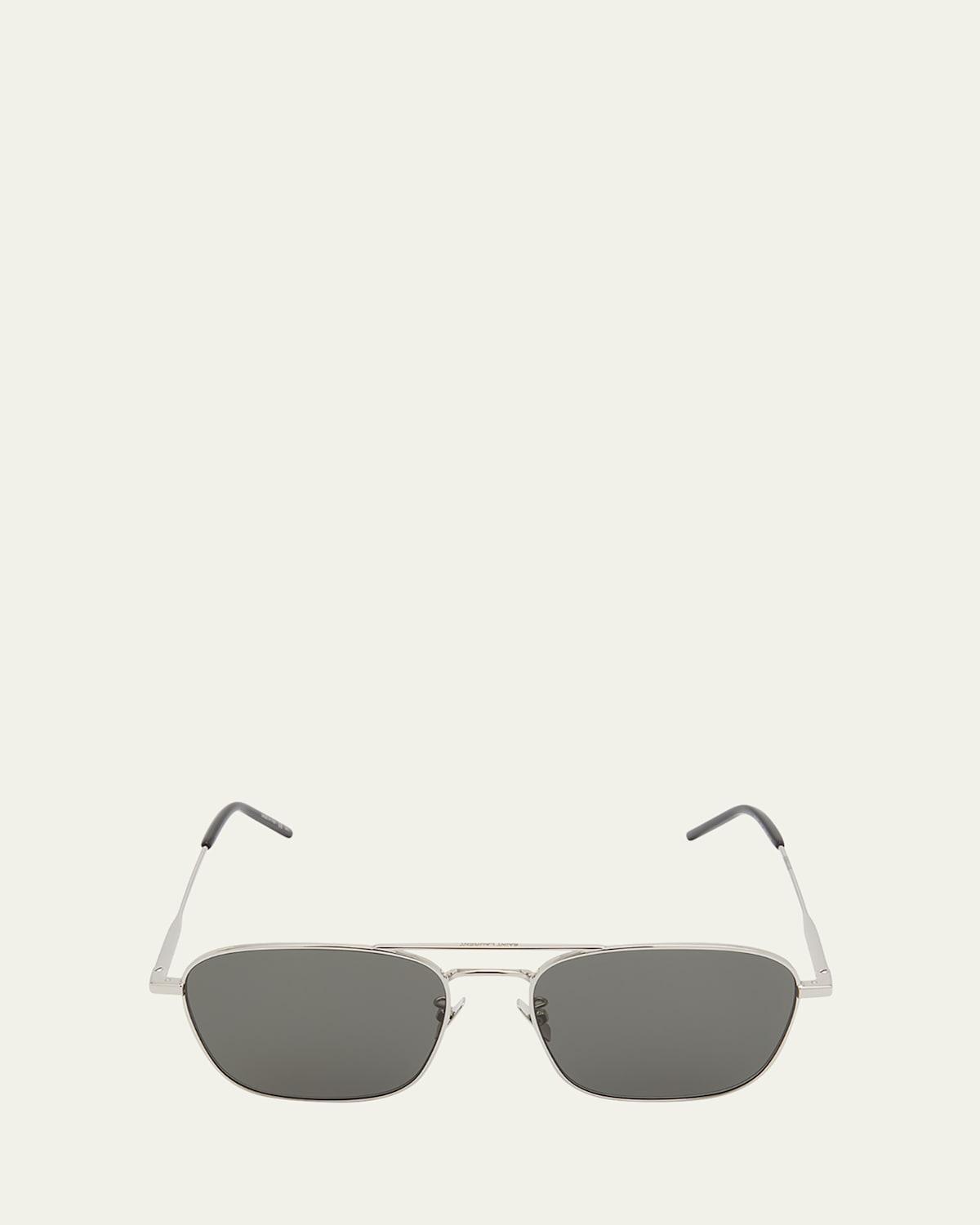 Mens Square Double-Bridge Metal Sunglasses Product Image