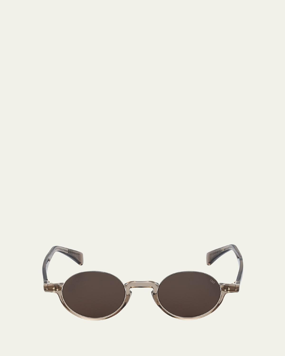 Mens 792E Acetate Half-Rim Round Sunglasses Product Image