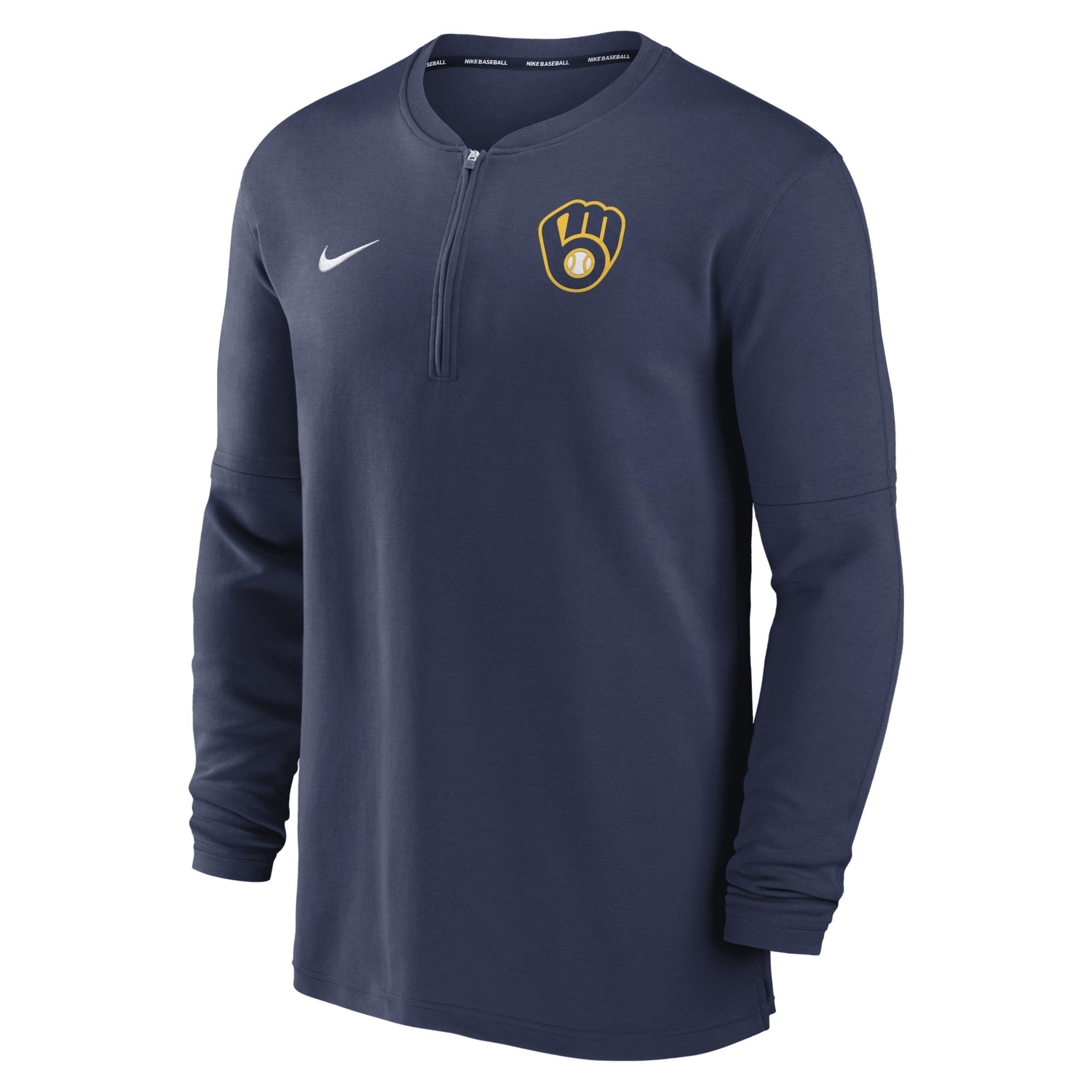 Milwaukee Brewers Authentic Collection Game Time Nike Men's Dri-FIT MLB 1/2-Zip Long-Sleeve Top Product Image