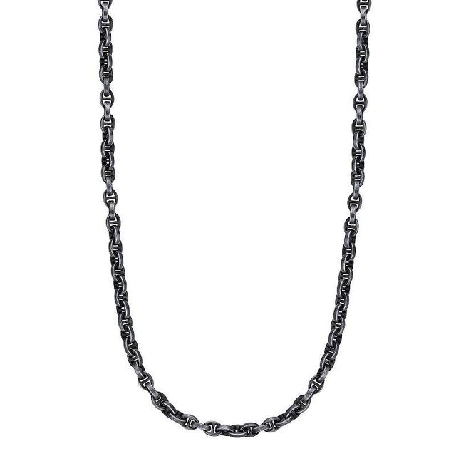 Mens LYNX Antiqued Black Ion Plated Stainless Steel Link Chain Necklace Product Image