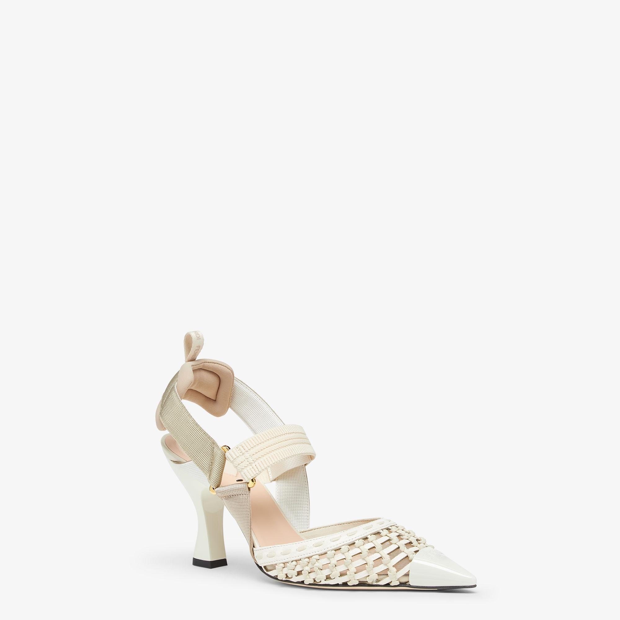 ColibrìWhite interlaced leather high-heeled slingbacks Product Image