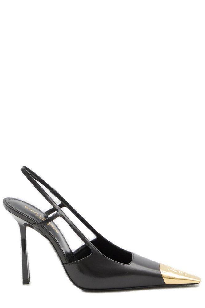 SAINT LAURENT Jeanne 110 Leather Slingback Pumps In Black Product Image