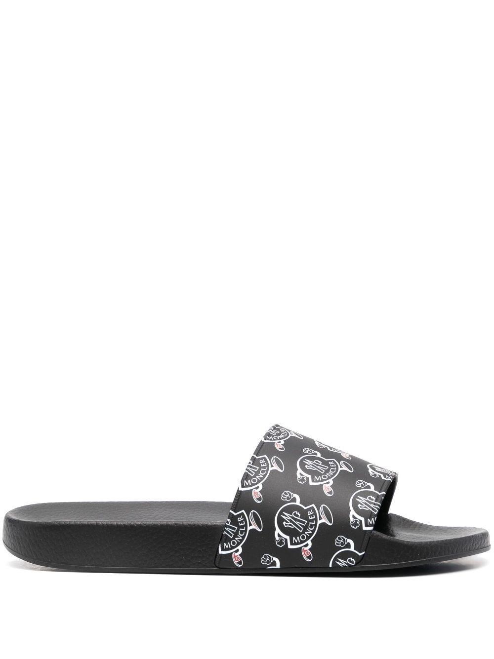 Logo-print Open-toe Slides In Schwarz Product Image