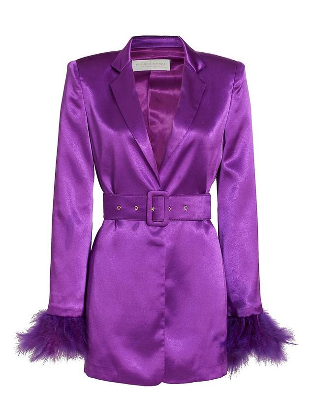 Womens Odessa Feather-Cuff Belted Blazer Product Image