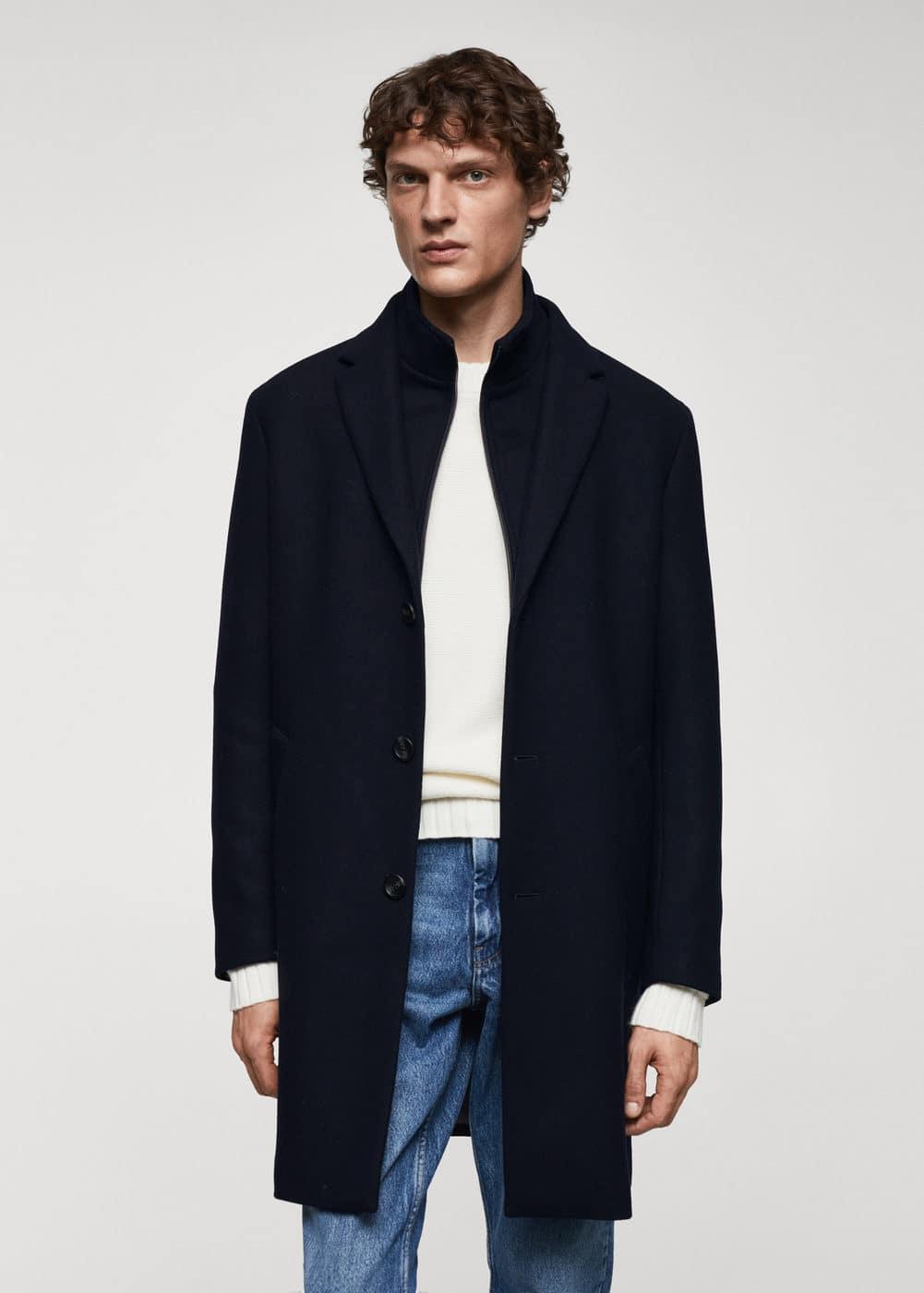 MANGO MAN - Wool coat with detachable collar dark navyMen Product Image