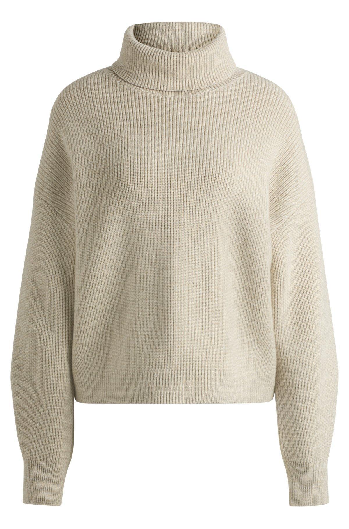 Ribbed rollneck sweater in wool Product Image