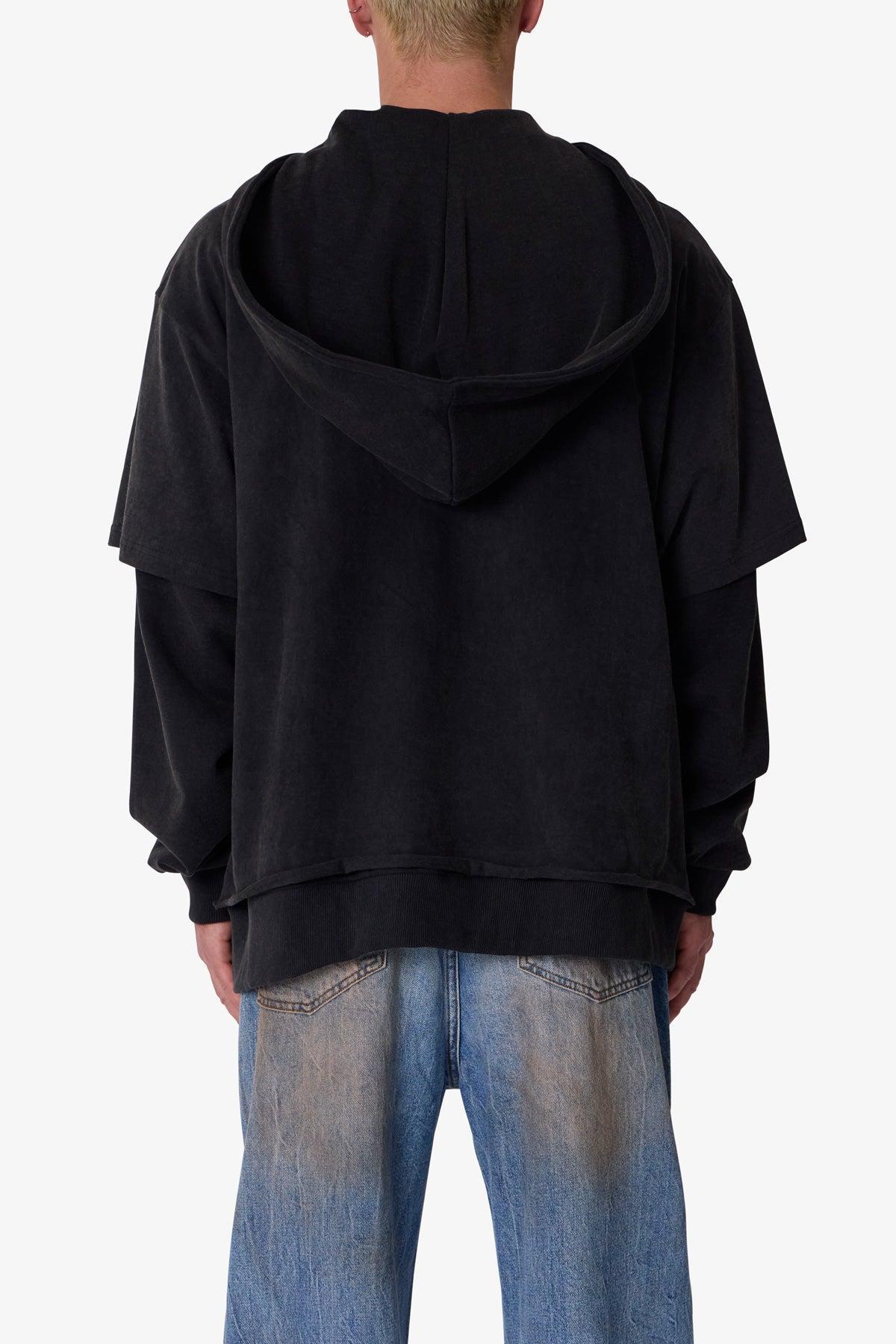 Over Tee Layer Hoodie - Washed Black Product Image