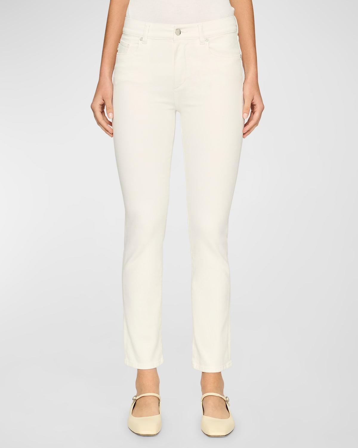 DL1961 Mara High Rise Ankle Straight Jeans in White Product Image